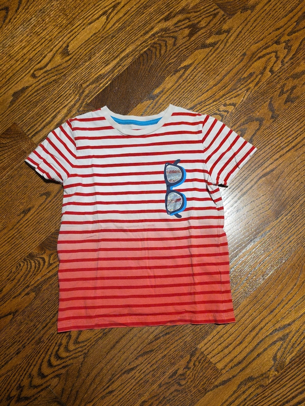 Boden Red and White Striped Short-Sleeve Tee with Sunglasses Patch